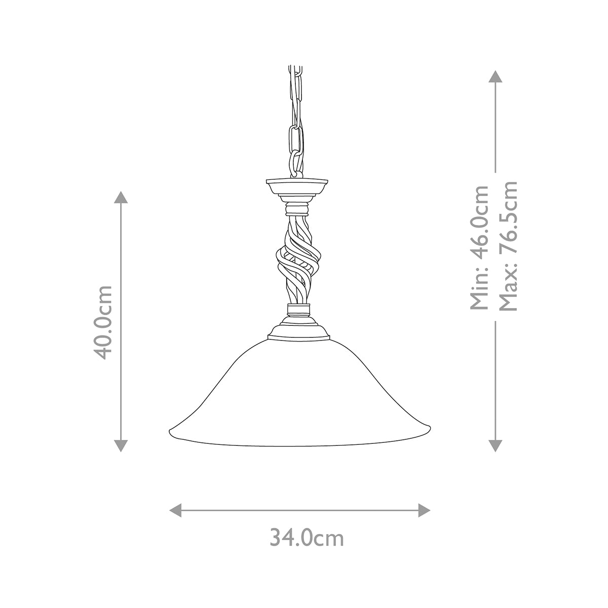 PB-P-BLK-GOLD Pembroke 1 Light Pendant - Black / Gold (S)