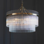 99166 Endon Marietta 5 Light Pendant — Antique Brass & Clear Glass