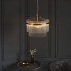 99167 Endon Marietta 3 Light Pendant — Antique Brass & Clear Glass