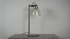 107012 1 Light Table Lamp Smokey Grey Tinted Glass & Black Chrome Plate