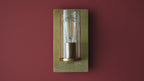 106717 Wall 1 Light Hammered Brass Plate And Textured Clear Glass