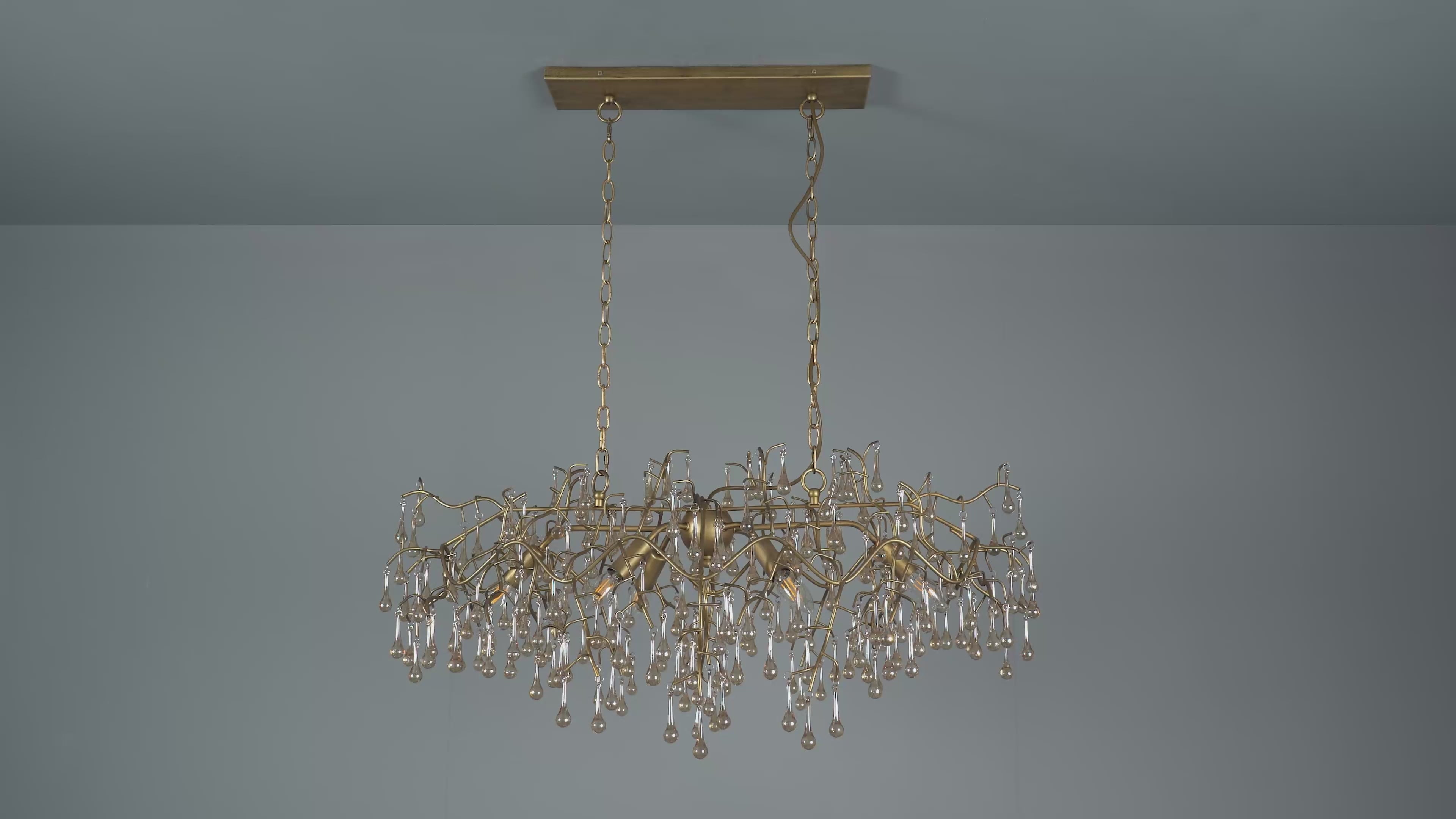104242 Pendant 6 Light Aged Gold Paint And Champagne Lustre Glass