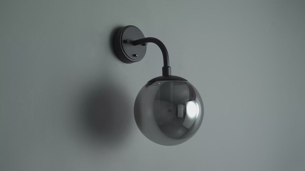 106664 Wall 1 Light Matt Black And Smoked Mirror Glass