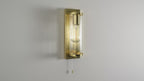 94075 Bathroom 1 Light Wall Light Satin Brass Plate & Clear Ribbed Glass
