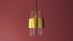106718 Pendant 1 Light Hammered Brass Plate And Textured Clear Glass