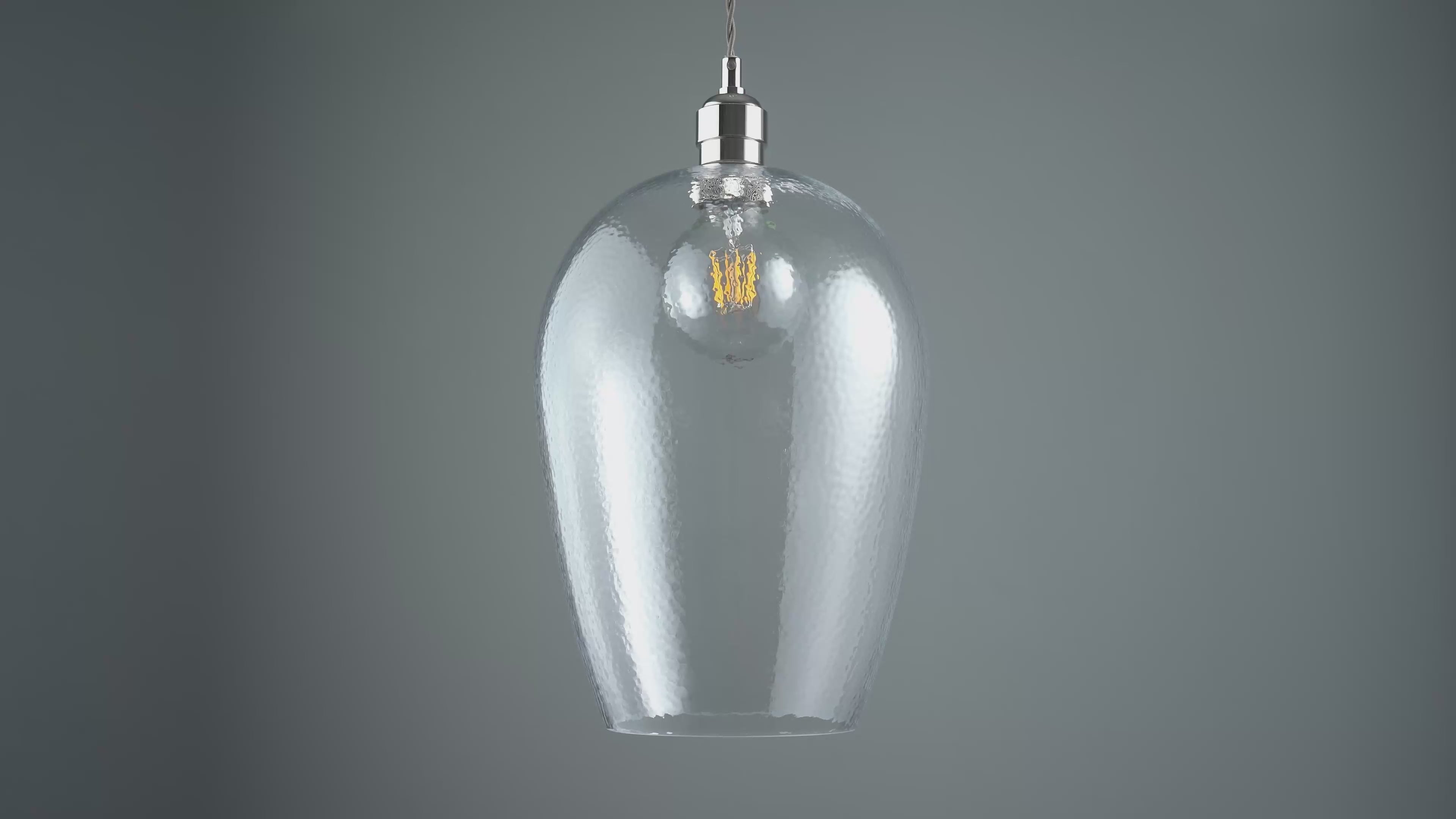 104237 Pendant 1 Light Bright Nickel Plate And Clear Hammered Glass