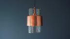 106720 Pendant 1 Light Hammered Copper Plate And Textured Clear Glass
