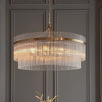 112574 Endon Marietta Grand 7 Light Pendant — Antique Brass & Clear Glass