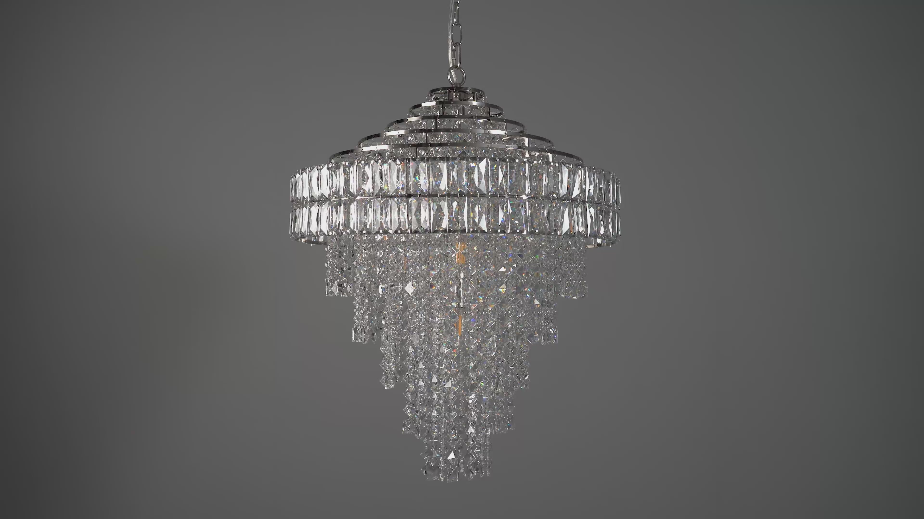 104295 Pendant 7 Light Bright Nickel Plate And Clear Crystal Glass