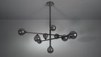 106755 10 Light Pendant Black Chrome Plate & Smoked Mirror Glass
