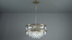 107785 Pendant 9 Light Warm Brass Plate With Crystal And Clear Glass