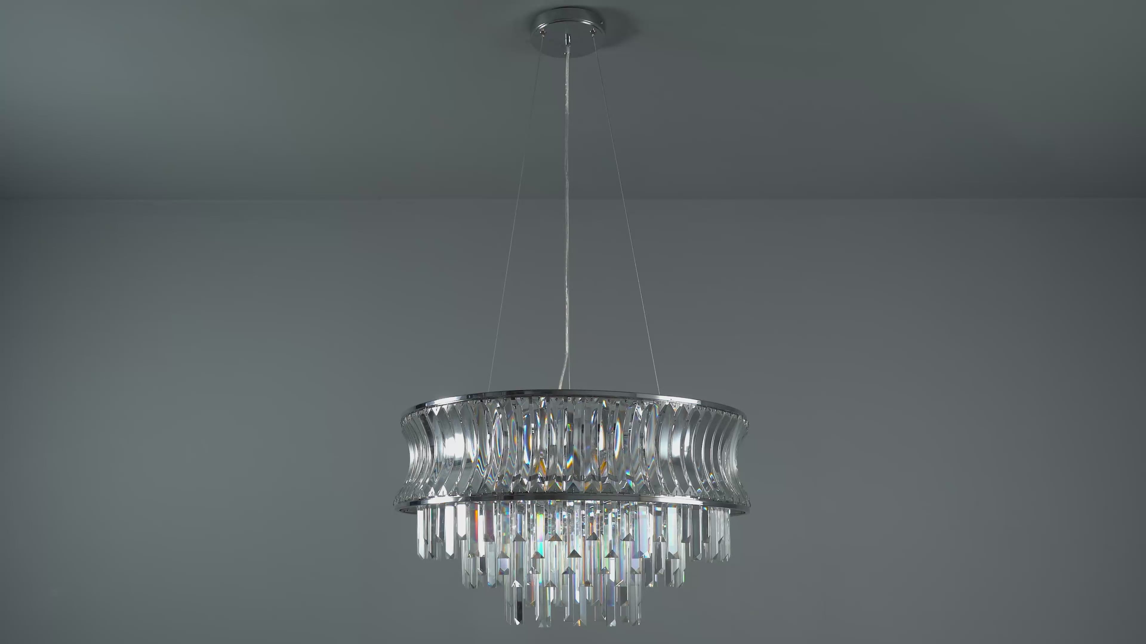 104530 Pendant 9 Light Bright Nickel Plate With Crystal And Clear Glass