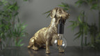 101187 Dog Table Lamp 1 Light Vintage Gold Paint And Matt Black