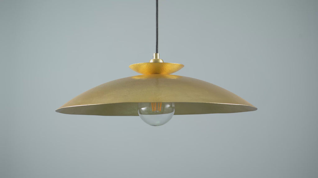 104011 Pendant 1 Light Hammered Brass And Brass Plate