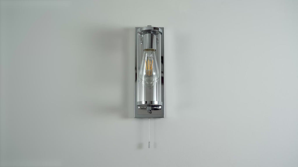 94074 Bathroom 1 Light Wall Light Chrome Plate & Clear Glass