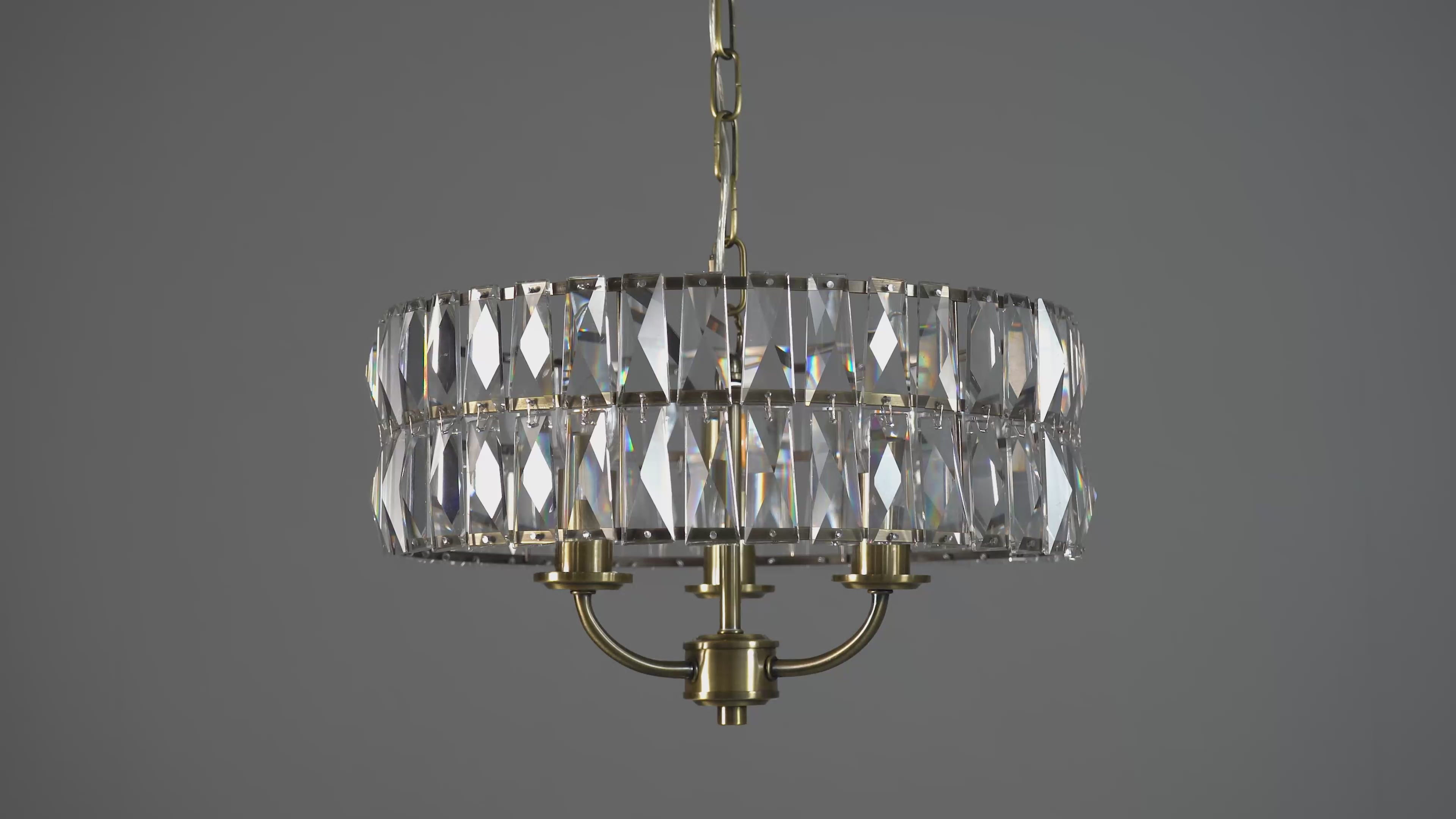 106243 Clifton 3 Light Pendant Antique Brass Plate And Clear Crystal Glass