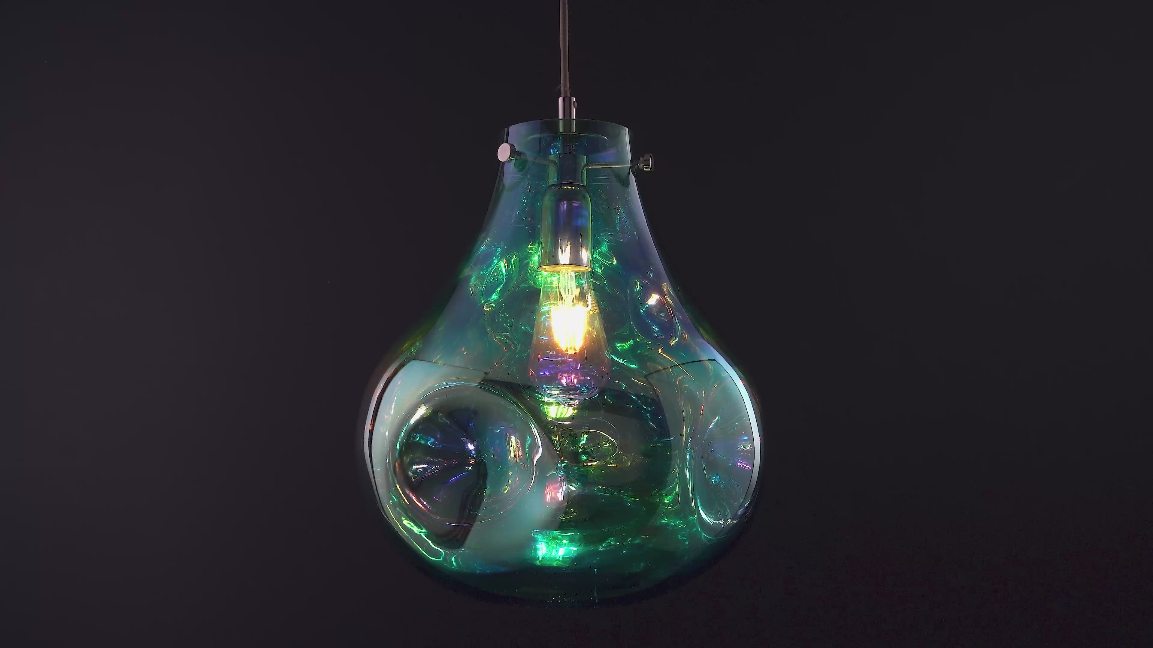 99791 1 Light Pendant Petrol Metallic Glass & Chrome Plate
