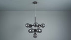 101147 Oscar 11 Light Pendant Black Chrome Plate And Smoked Mirror Glass