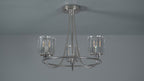 104107 Berenice 3 Light Semi Flush Bright Nickel Plate And Clear Glass