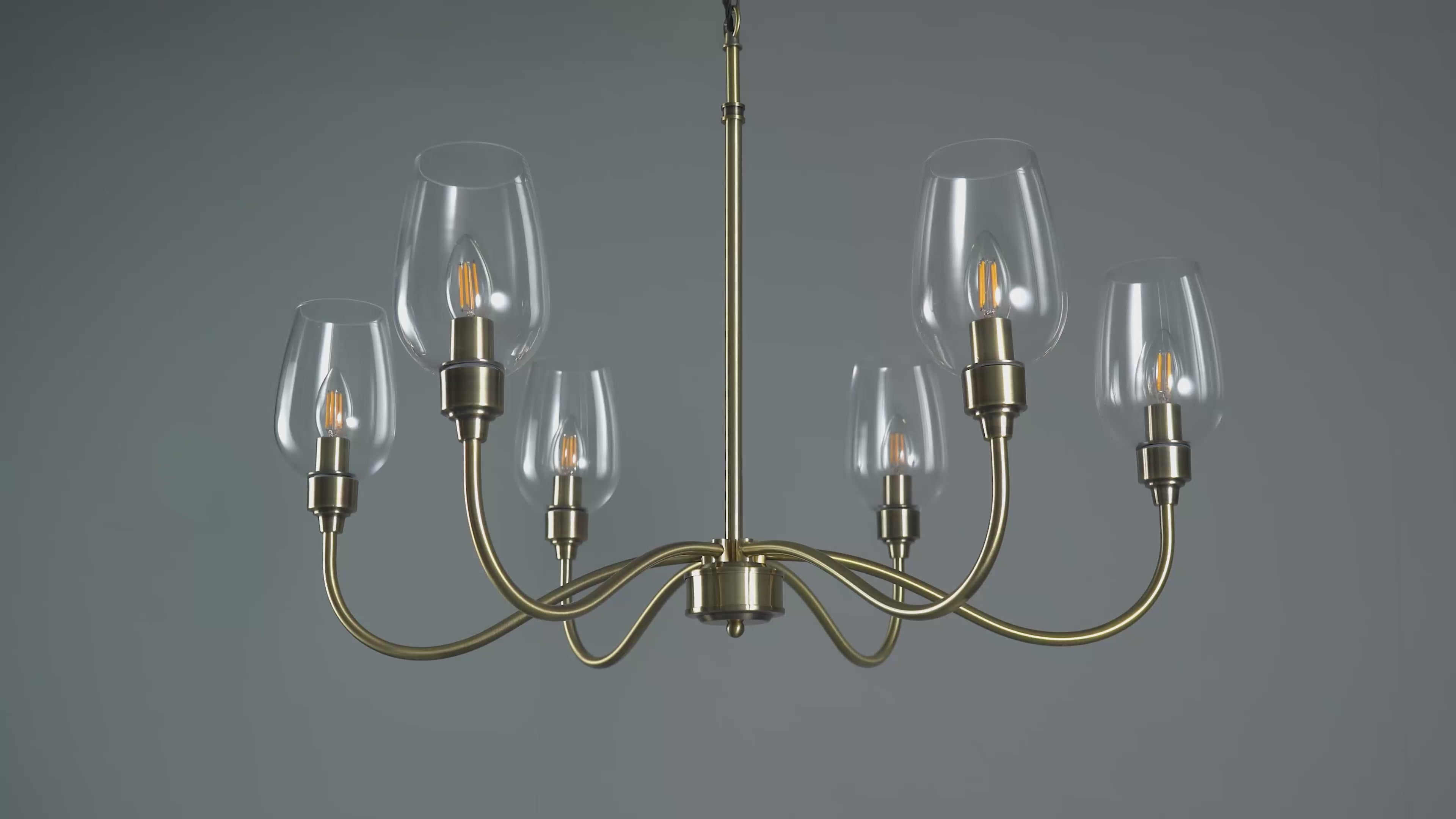 107791 Pendant 6 Light Antique Brass Plate And Clear Glass