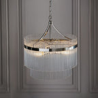 104113 Endon Marietta 3 Light Pendant — Bright Nickel & Clear Glass