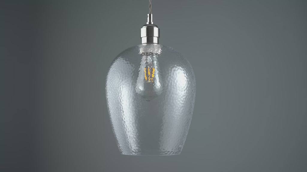 104233 Pendant 1 Light Bright Nickel Plate And Clear Hammered Glass