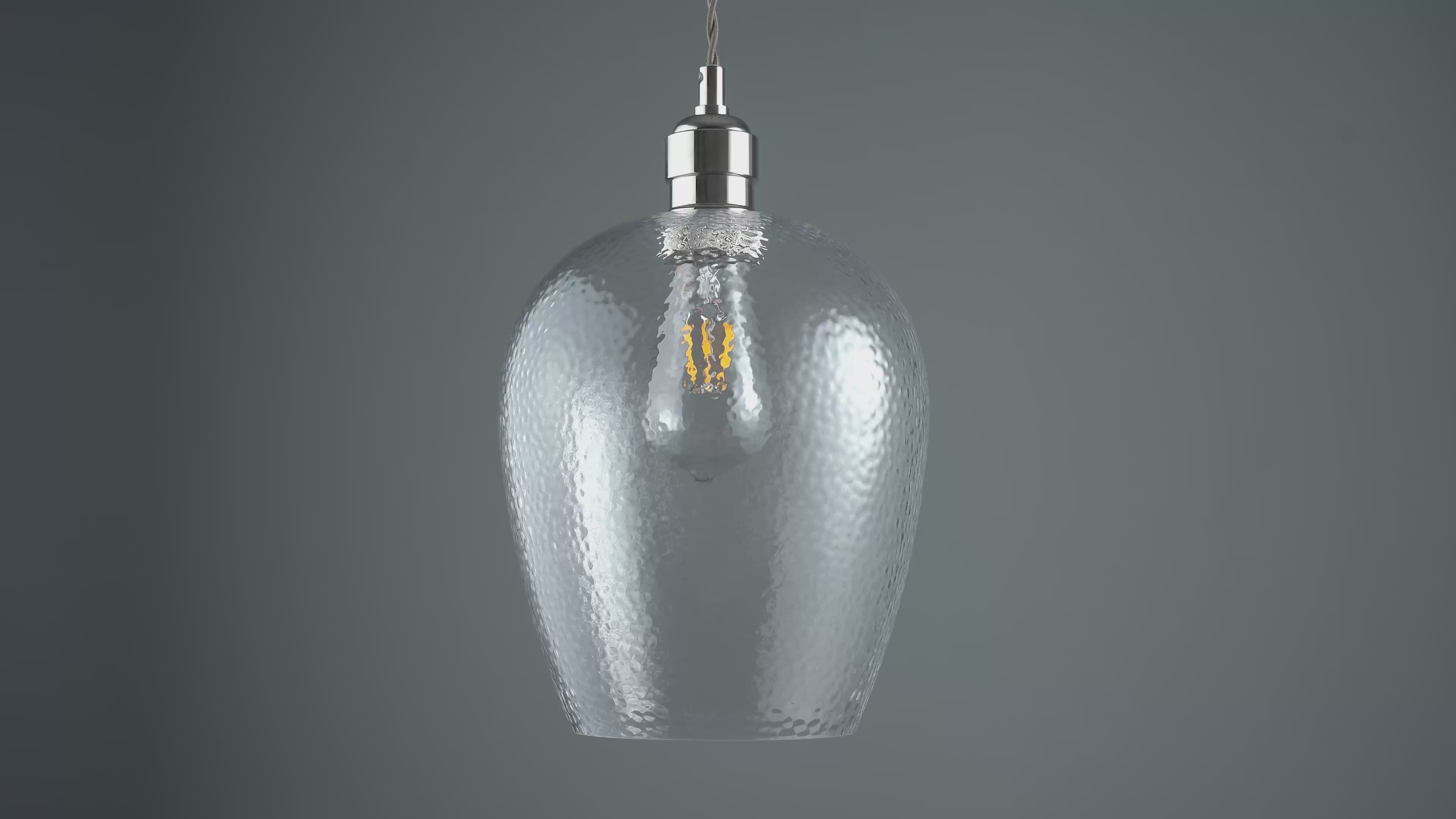 104233 Pendant 1 Light Bright Nickel Plate And Clear Hammered Glass