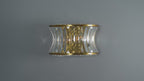 106812 Wall 2 Light Warm Brass Plate With Crystal And Clear Glass