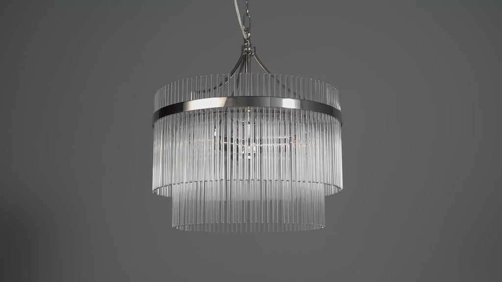 104113 Endon Marietta 3 Light Pendant — Bright Nickel & Clear Glass