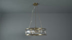 106811 Pendant 6 Light Warm Brass Plate With Crystal And Clear Glass