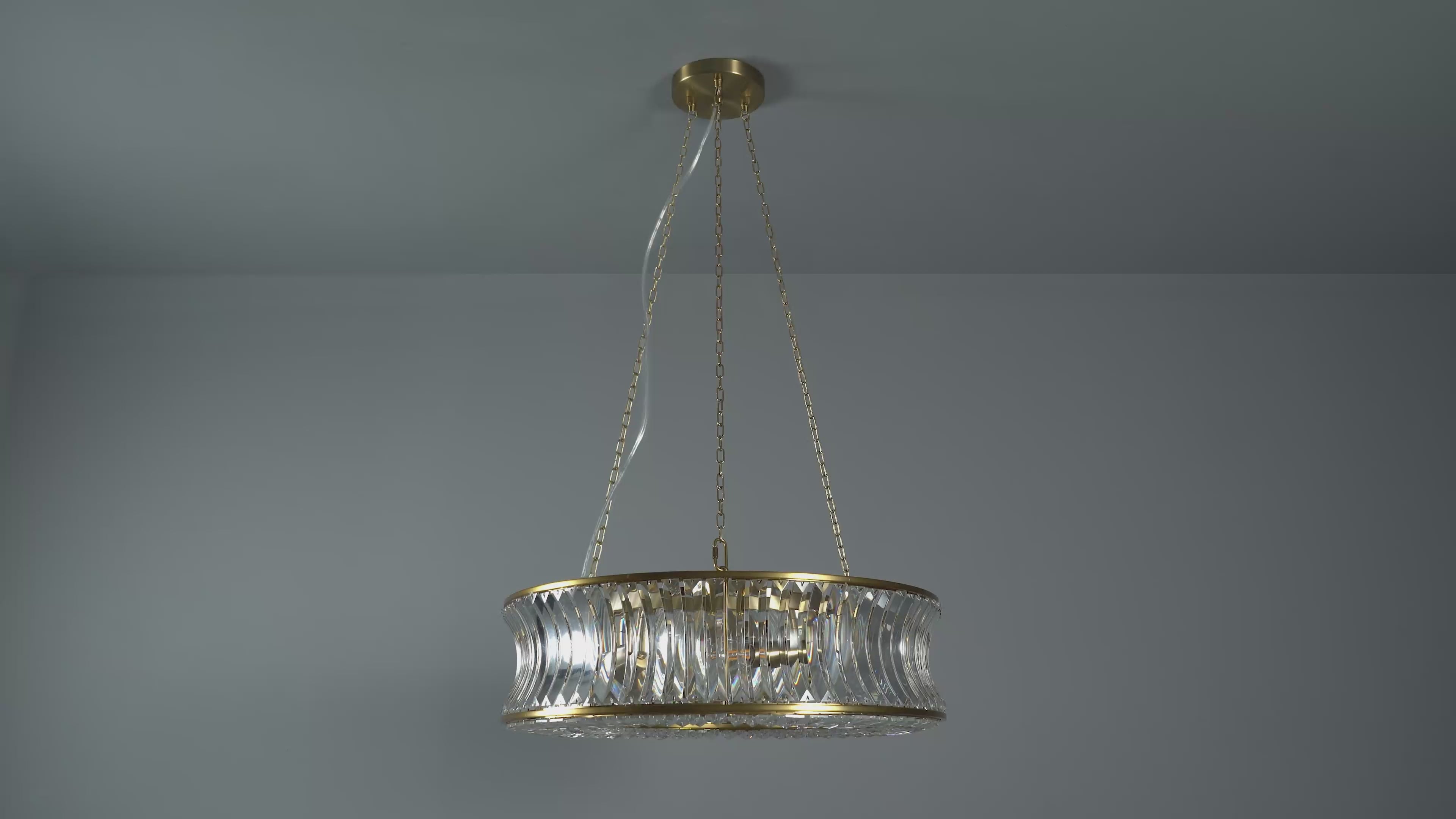 106811 Pendant 6 Light Warm Brass Plate With Crystal And Clear Glass