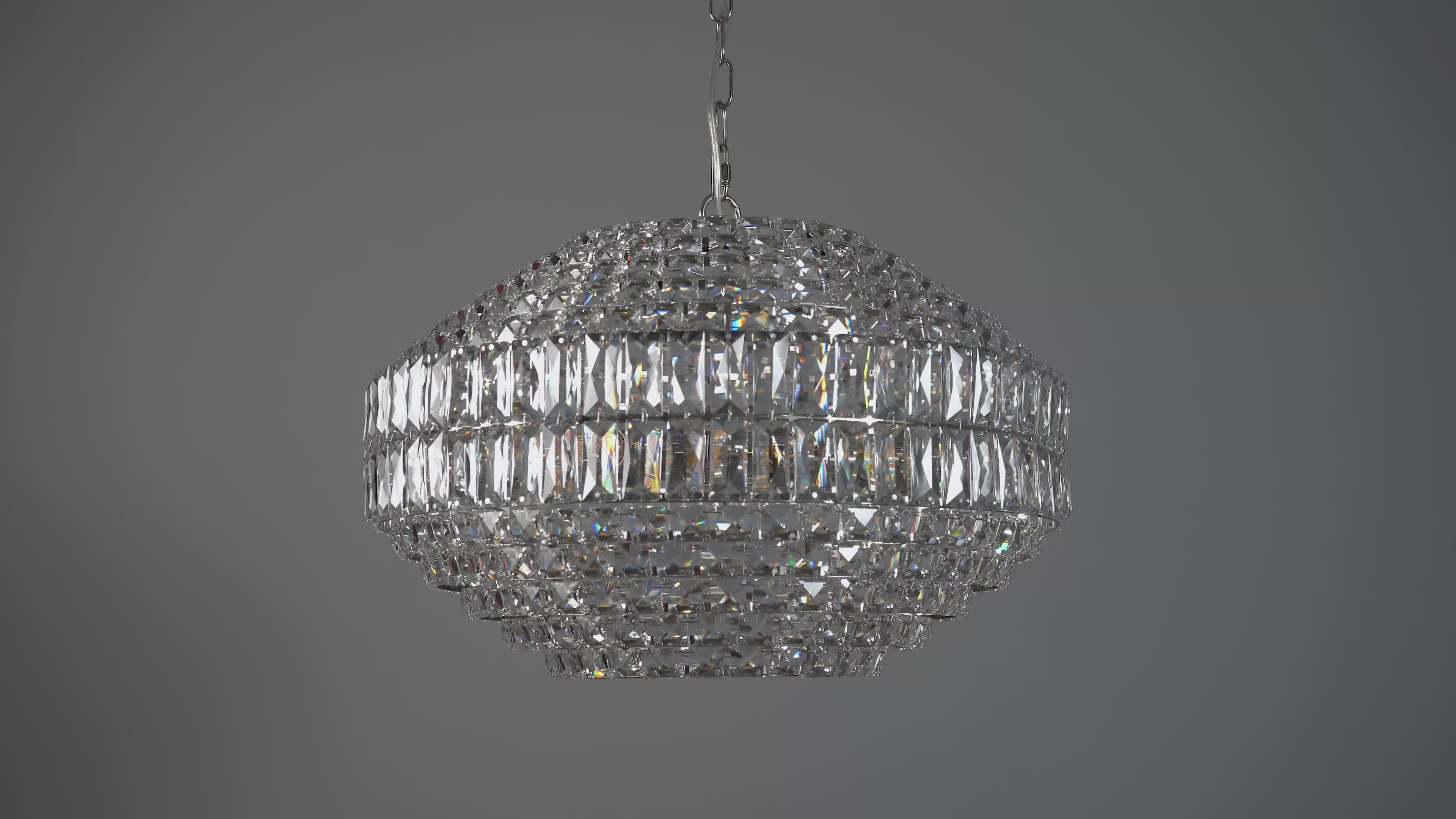 99155 Pendant 5 Light Bright Nickel Plate And Clear Crystal Glass