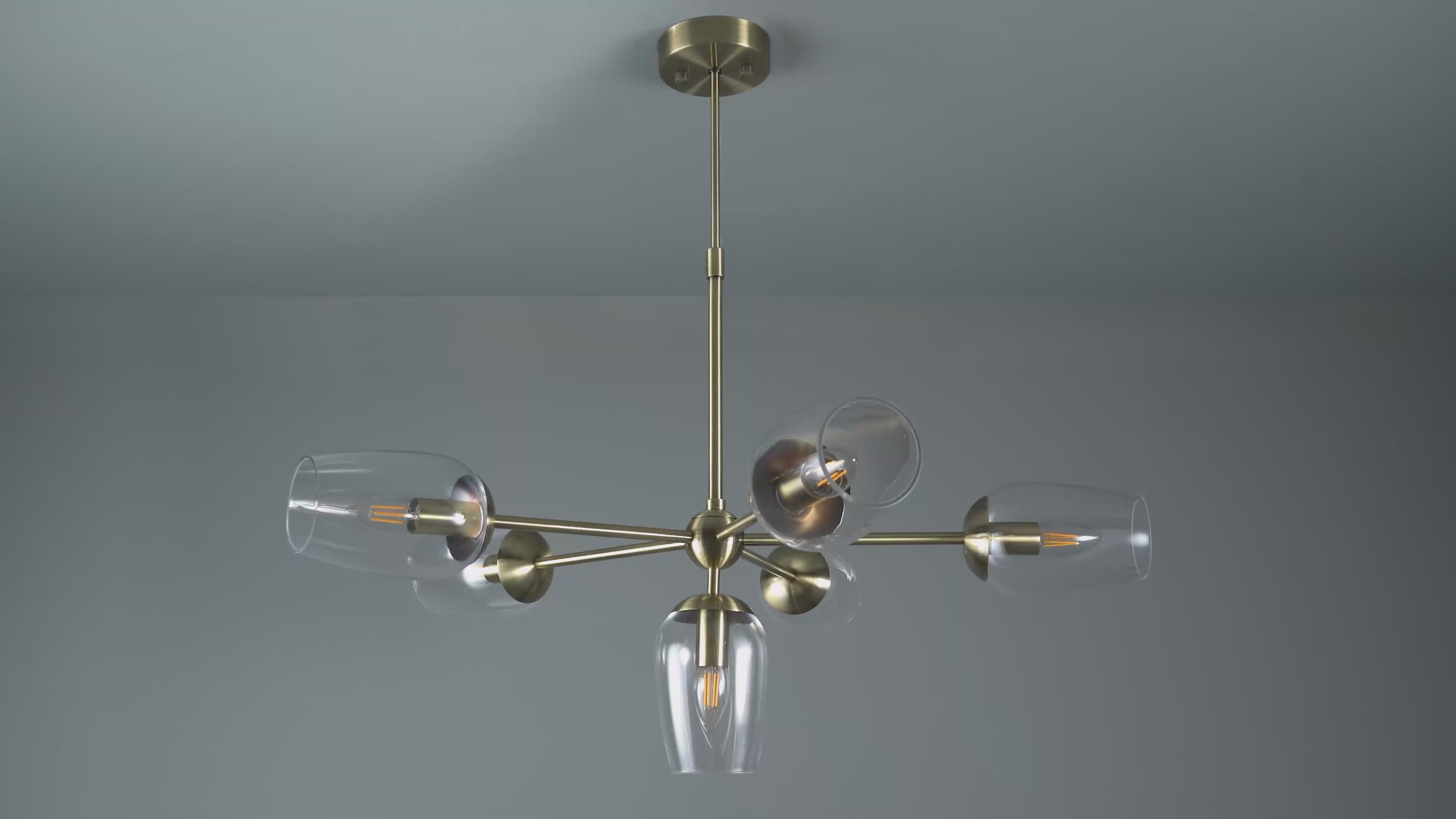 104094 Pendant 6 Light Antique Brass Plate And Clear Glass