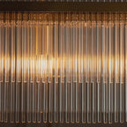 112573 Endon Marietta 4 Light Linear Pendant — Antique Brass & Clear Glass