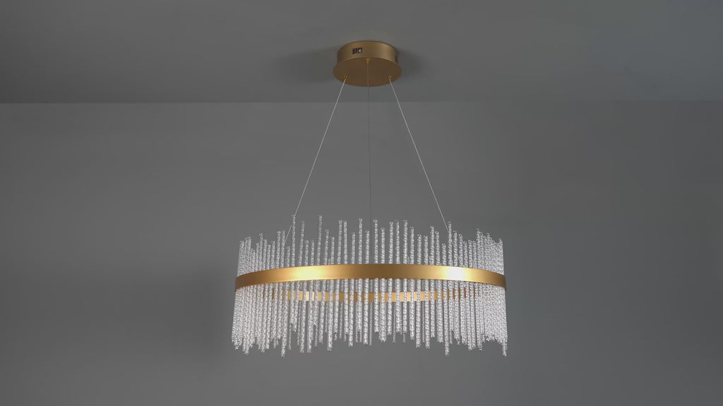 107672 Monte Carlo Pendant LED Light Brushed Gold Plated Finish And Clear Glass