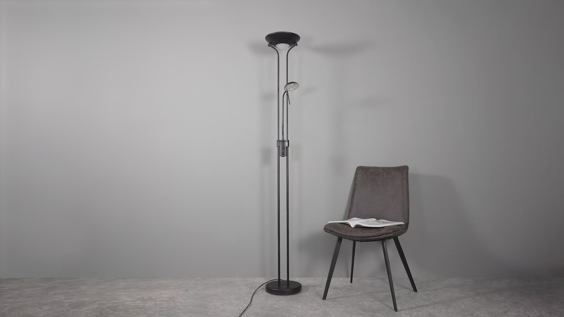107738 Rome Mother & Child Task Floor Lamp Black & Opal