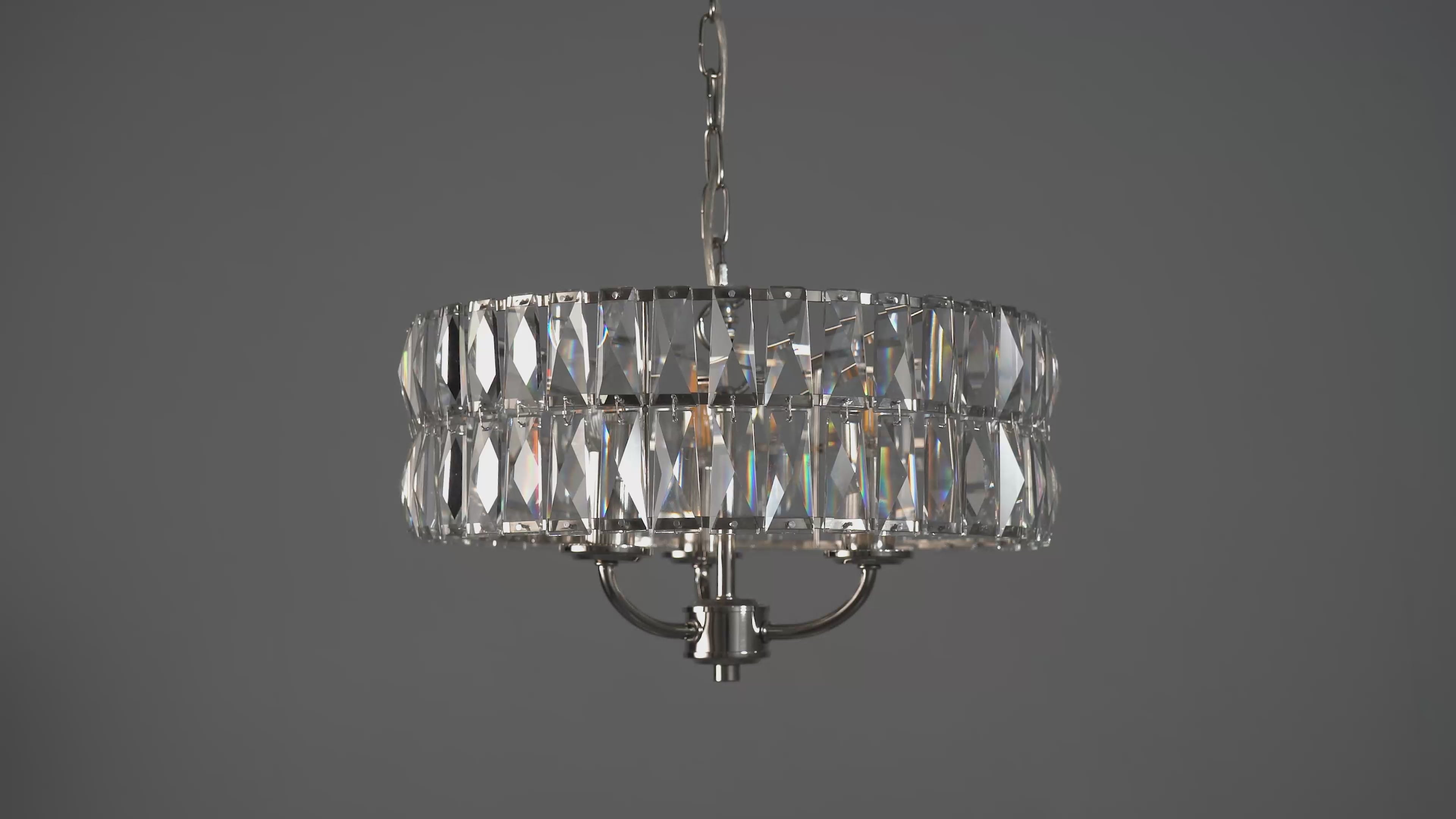 104466 Clifton 3 Light Pendant Bright Nickel Plate And Clear Crystal Glass