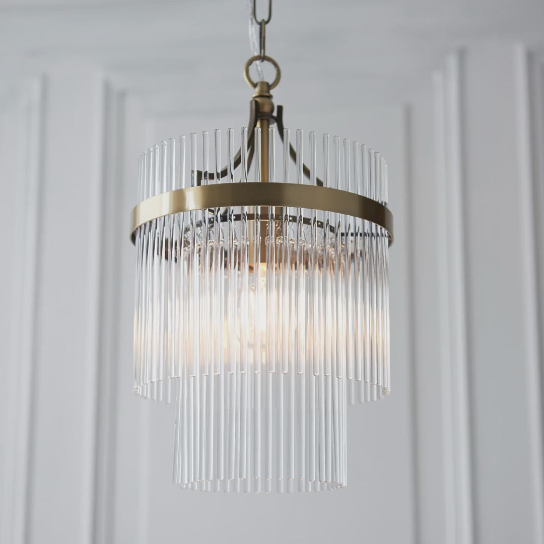 112572 Endon Marietta Single Pendant — Antique Brass & Clear Glass