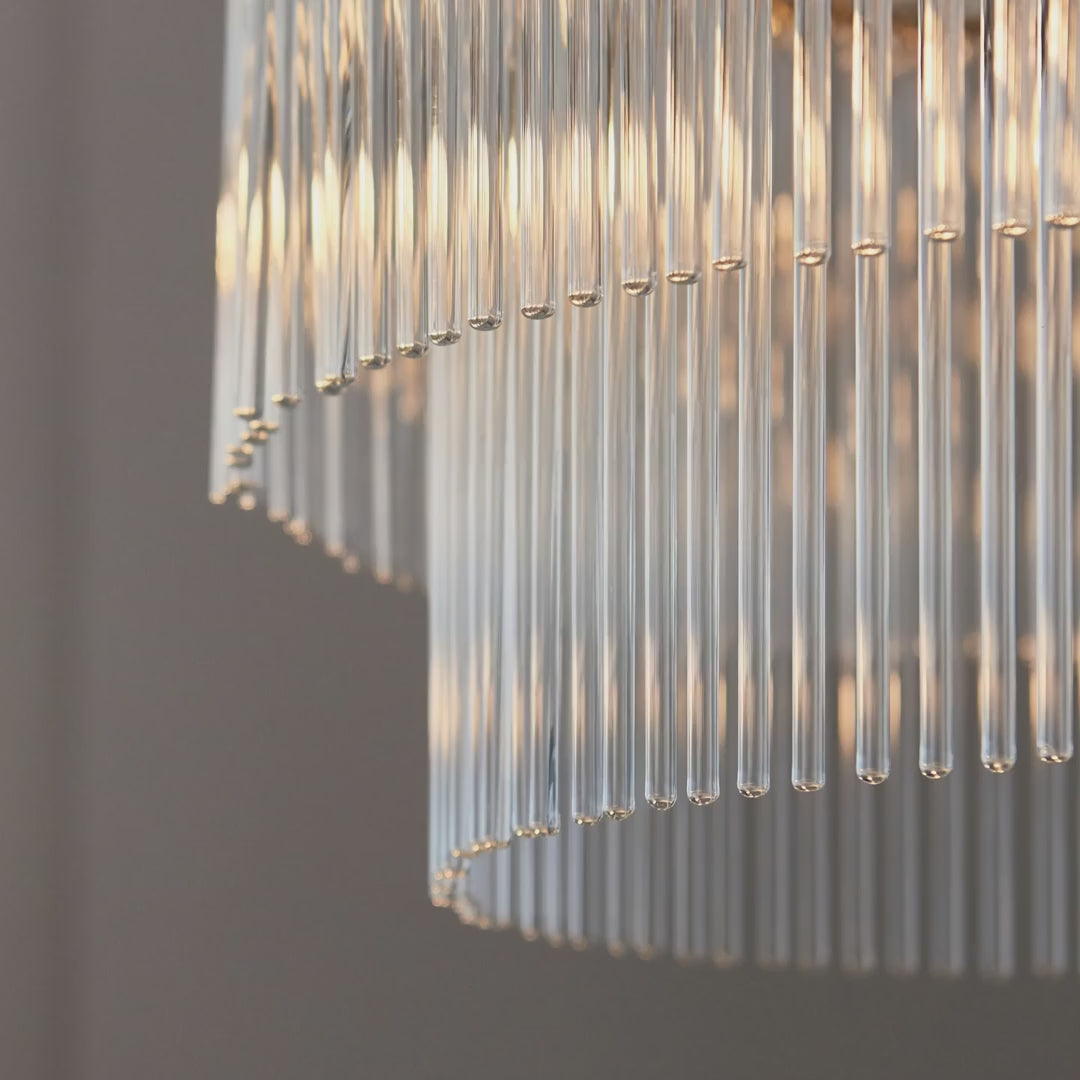 104112 Endon Marietta 5 Light Pendant — Bright Nickel & Clear Glass