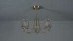 107801 Berenice 3 Light Semi Flush Antique Brass Plate And Clear Glass