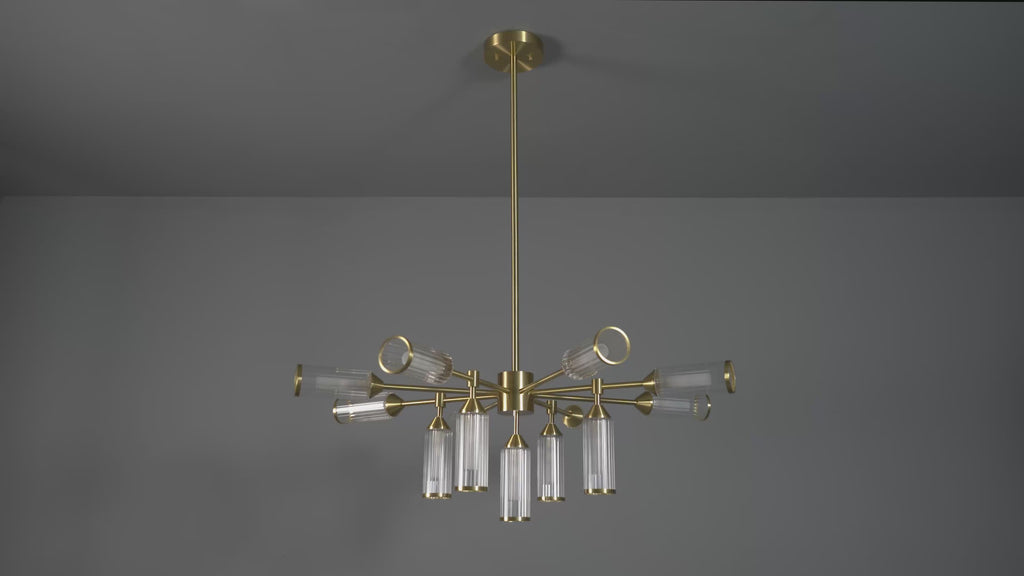 106256 Pendant 13 Light Satin Brass Plate With Clear And Frosted Glass
