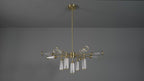 106256 Pendant 13 Light Satin Brass Plate With Clear And Frosted Glass