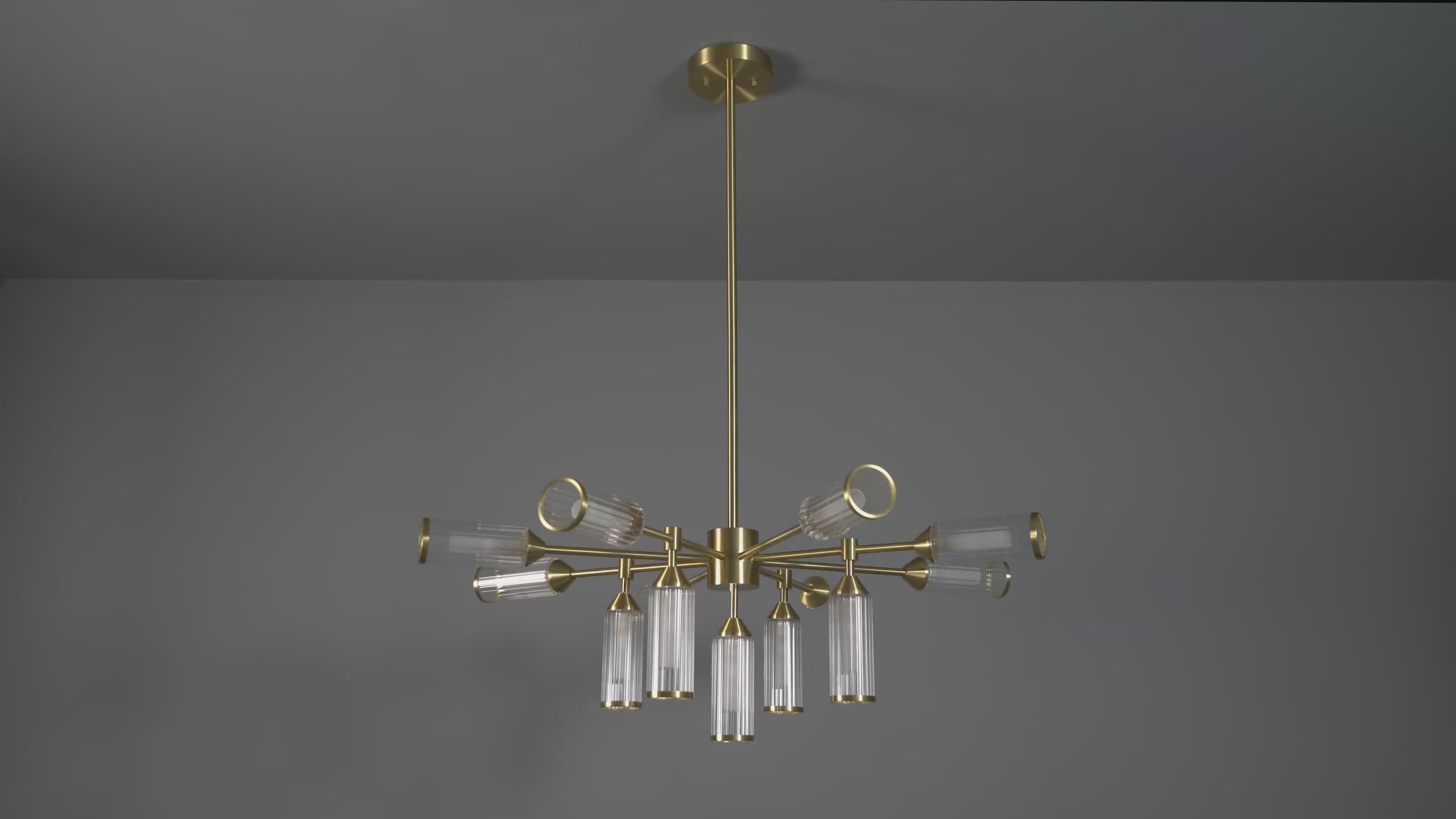 106256 Pendant 13 Light Satin Brass Plate With Clear And Frosted Glass