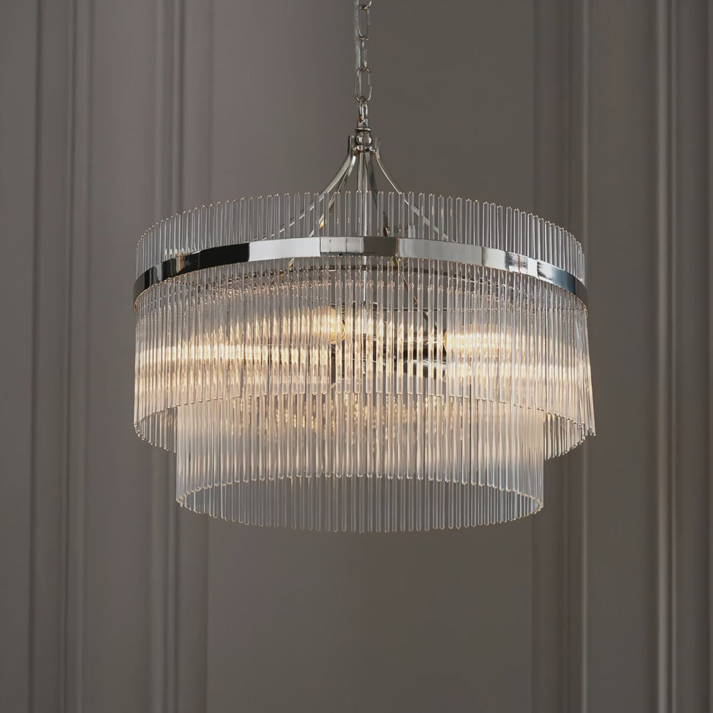 104112 Endon Marietta 5 Light Pendant — Bright Nickel & Clear Glass