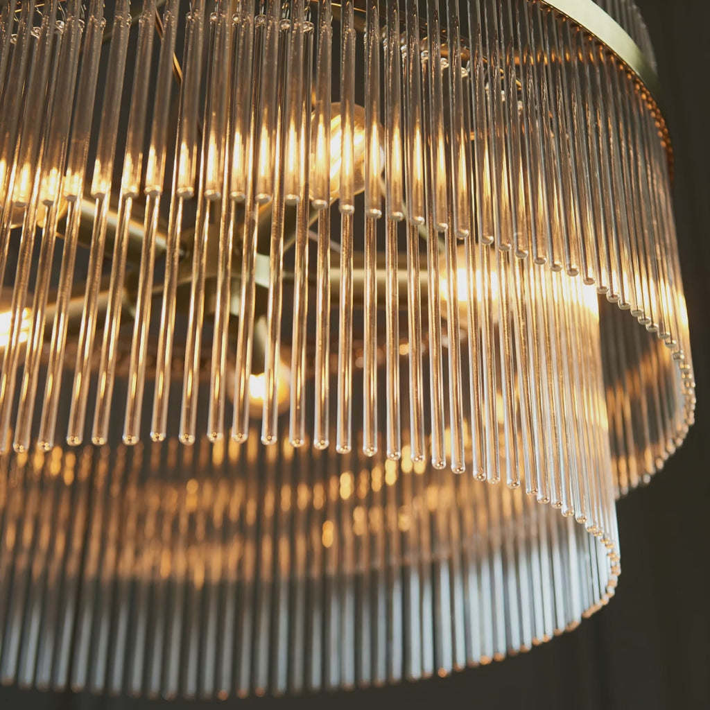 99166 Endon Marietta 5 Light Pendant — Antique Brass & Clear Glass