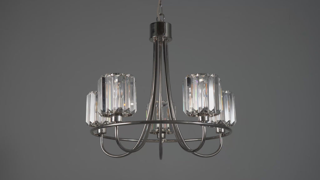 104108 Berenice 5 Light Pendant Bright Nickel Plate And Clear Glass