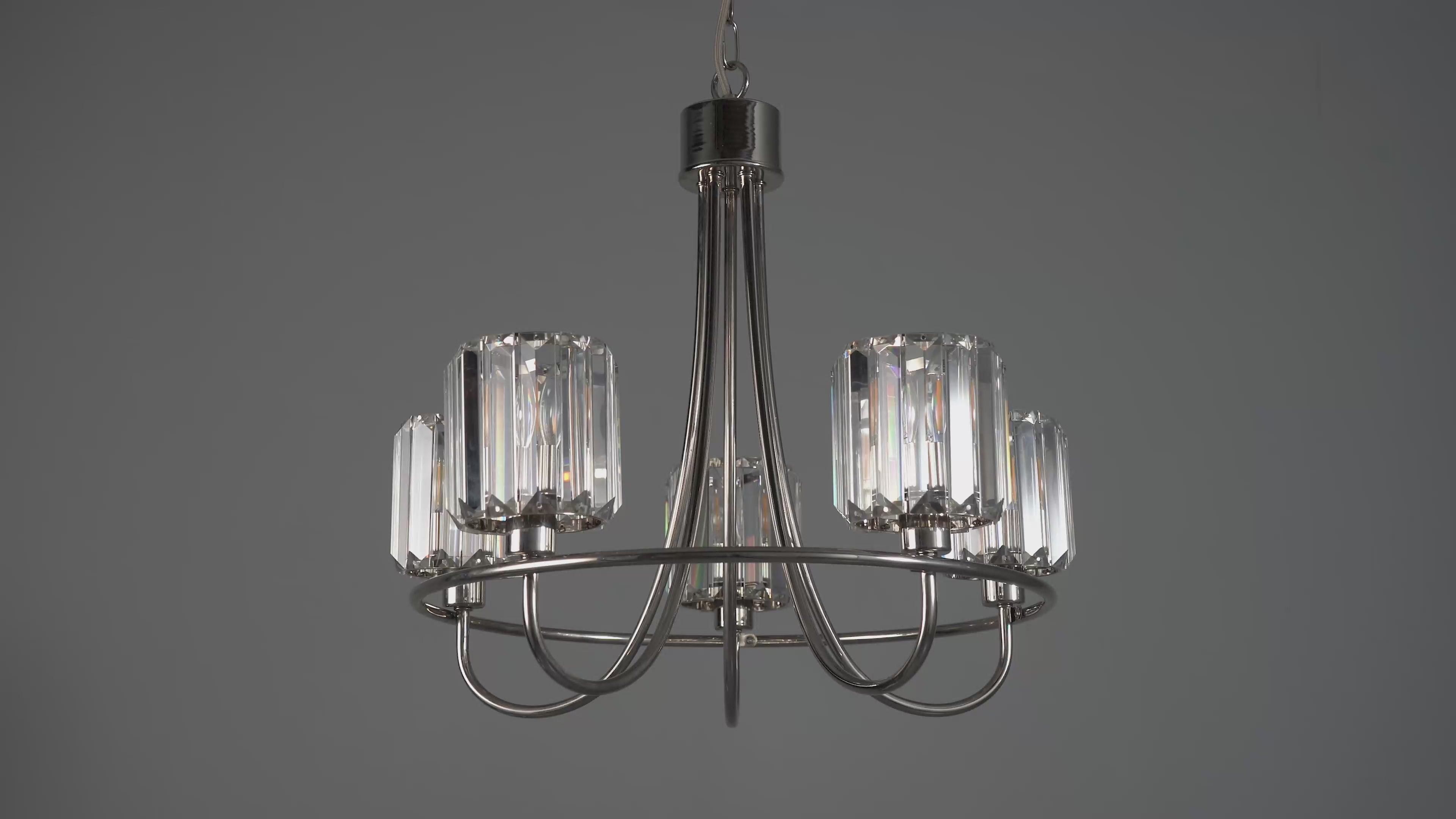 104108 Berenice 5 Light Pendant Bright Nickel Plate And Clear Glass