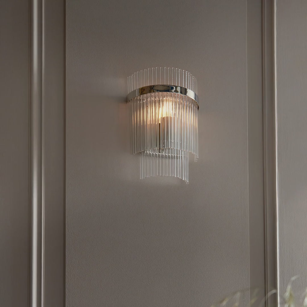 104114 Endon Marietta 1 Light Indoor Wall Light — Bright Nickel & Clear Glass