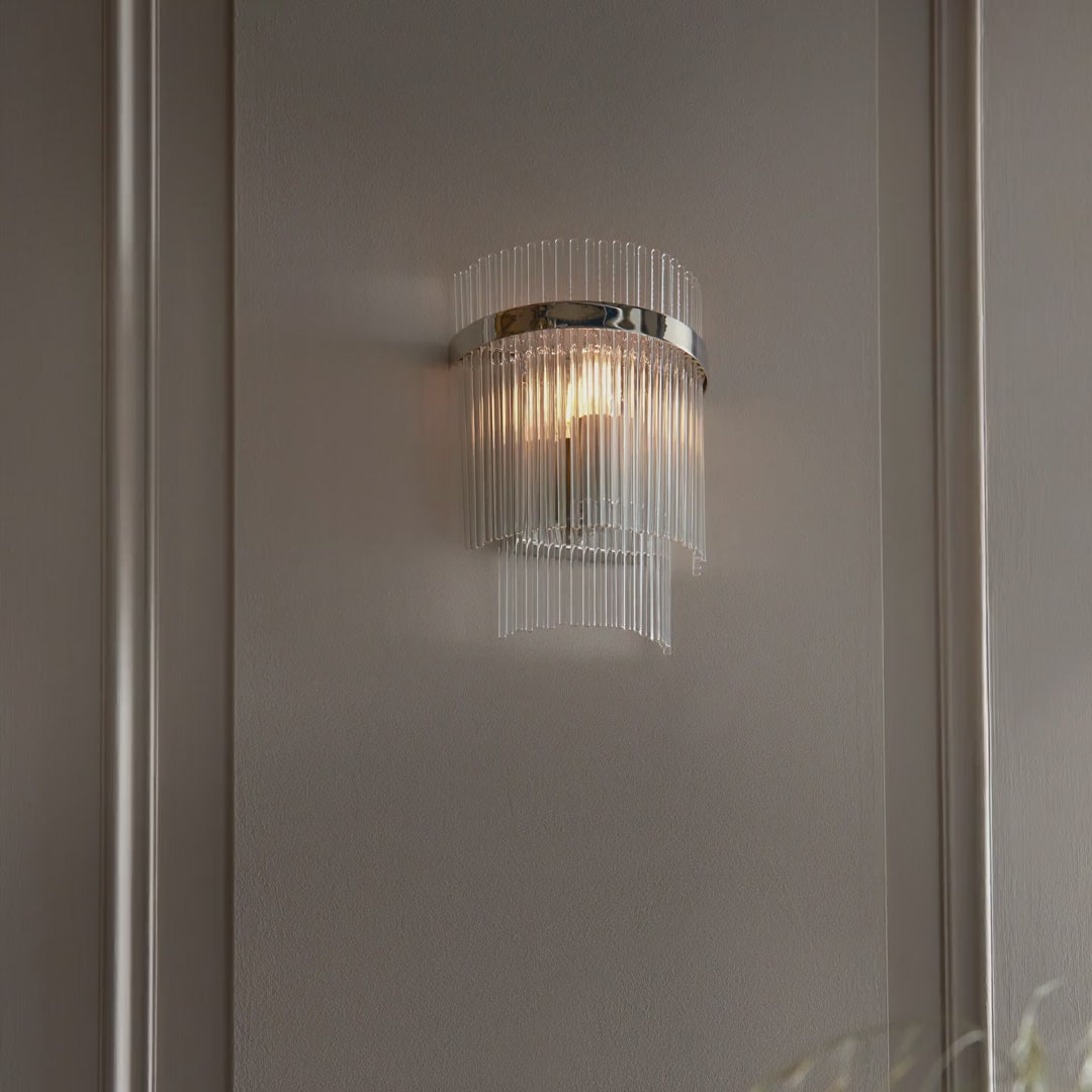 104114 Endon Marietta 1 Light Indoor Wall Light — Bright Nickel & Clear Glass