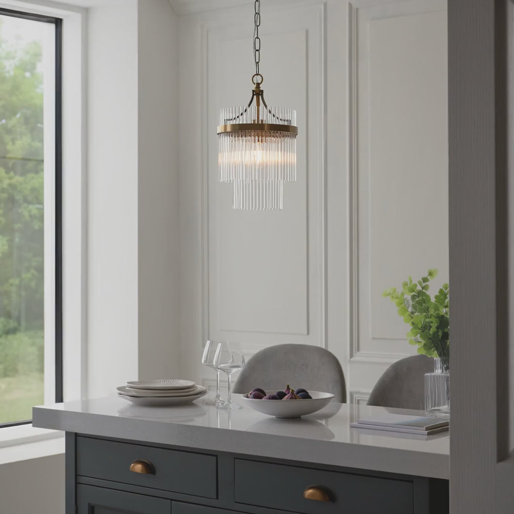 112572 Endon Marietta Single Pendant — Antique Brass & Clear Glass
